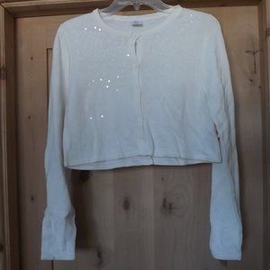 Wonder Nation - Girls XXL (18) - White Cardigan Sweater with Sequence Accents